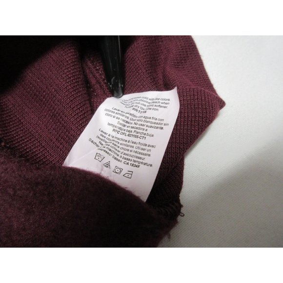 Fruit of‎ the Loom burgundy crew neck fleece pullover sweatshirt - Picture 8 of 11